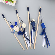 Load image into Gallery viewer, Pet cat toy Cute mouse shrimp Feather dog toy cat tease wooden stick Toy for cats Products For kids pets with bell