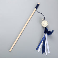 Load image into Gallery viewer, Pet cat toy Cute mouse shrimp Feather dog toy cat tease wooden stick Toy for cats Products For kids pets with bell