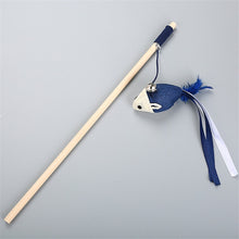 Load image into Gallery viewer, Pet cat toy Cute mouse shrimp Feather dog toy cat tease wooden stick Toy for cats Products For kids pets with bell